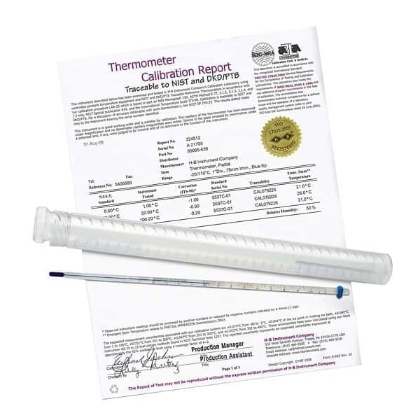 Calibrated Liquid-In-Glass Thermometer,
